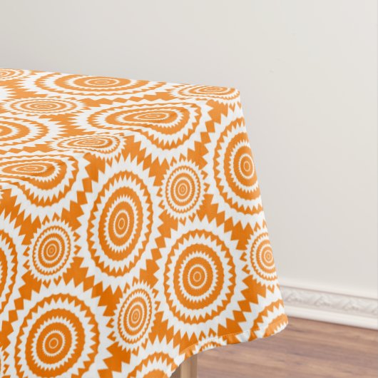 Oranje en wit patroon van geometrische cirkels tafelkleed (Voorbeeld)