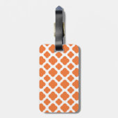 Oranje en wit Quatrefoil patroon Bagagelabel (Achterkant verticaal)