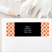 Oranje en wit Quatrefoil patroon Etiket (Insitu)