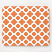 Oranje en wit Quatrefoil patroon Muismat (Voorkant)