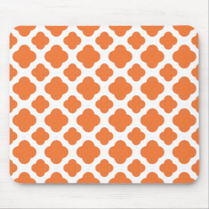 Oranje en wit Quatrefoil patroon Muismat