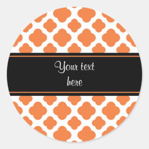 Oranje en wit Quatrefoil patroon Ronde Sticker