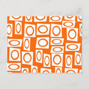 Oranje en wit rondcirkelpatroon vierkant patroon briefkaart