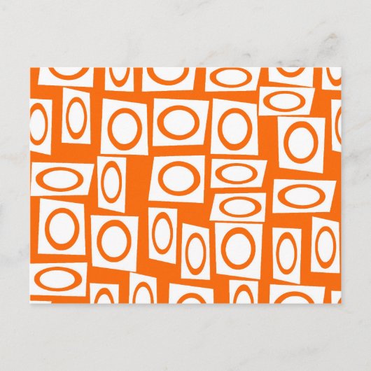 Oranje en wit rondcirkelpatroon vierkant patroon briefkaart (Voorkant)