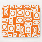 Oranje en wit rondcirkelpatroon vierkant patroon muismat (Voorkant)