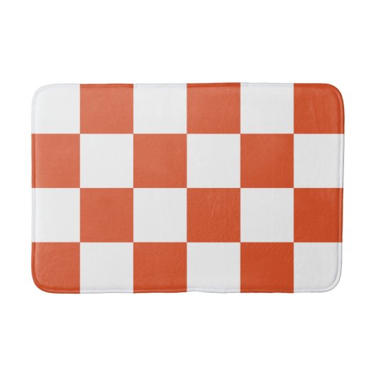 Oranje en wit schaakbordpatroon badmat (Voorkant)