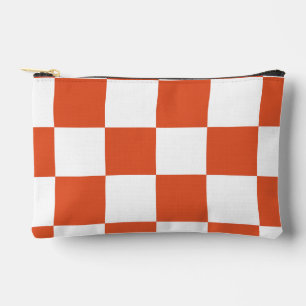 Oranje en wit schaakbordpatroon etui