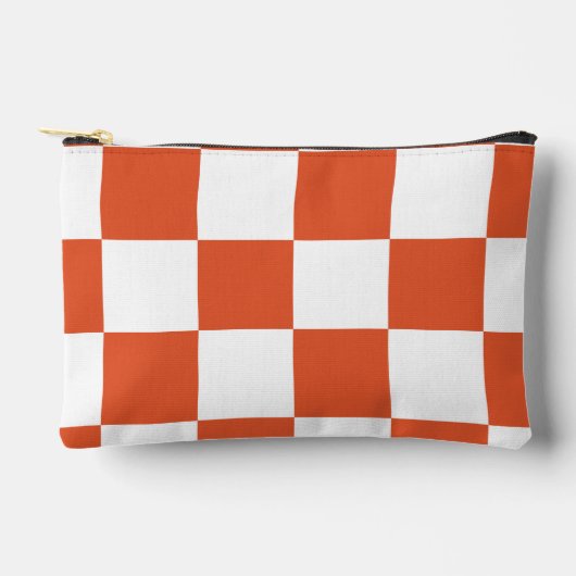 Oranje en wit schaakbordpatroon etui (Voorkant)
