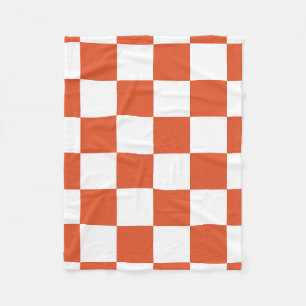 Oranje en wit schaakbordpatroon fleece deken