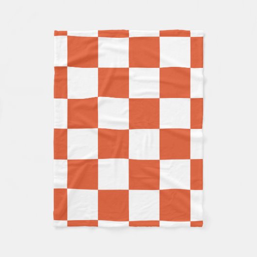 Oranje en wit schaakbordpatroon fleece deken (Voorkant)