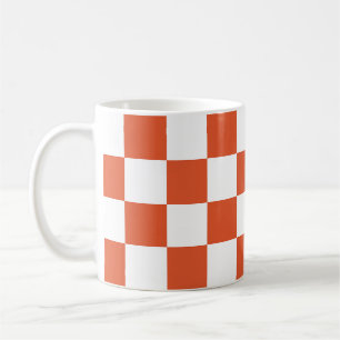 Oranje en wit schaakbordpatroon koffiemok