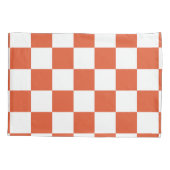 Oranje en wit schaakbordpatroon kussensloop (Achterkant)