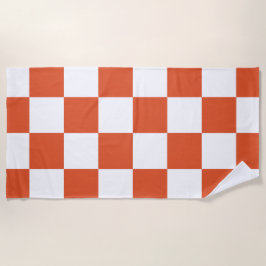 Oranje en wit schaakbordpatroon strandlaken