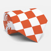 Oranje en wit schaakbordpatroon stropdas (Opgerold)