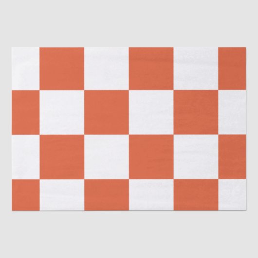 Oranje en wit schaakbordpatroon tissuepapier (Voorkant)