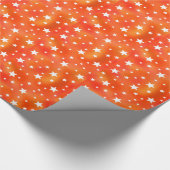 Oranje en wit Star-patroon Cadeaupapier (Hoek)