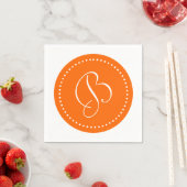 Oranje en wit stip monogram servet (Insitu)