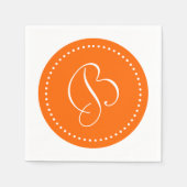 Oranje en wit stip monogram servet (Voorkant)