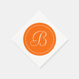 Oranje en wit stip monogram servet