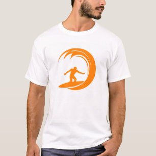 Oranje en wit surfen t-shirt