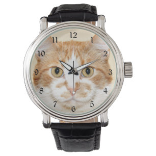 Oranje en wit tabby gezicht horloge