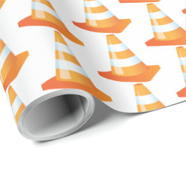 Oranje en wit verkeersmarker bouwwerk cadeaupapier