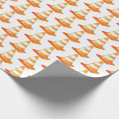 Oranje en wit verkeersmarker bouwwerk cadeaupapier (Hoek)