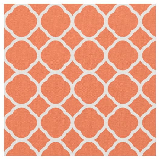 Oranje en wit vierbladpatroon stof (Close Up)