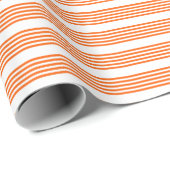 Oranje en wit vijf strepen patroon cadeaupapier (Rol Hoek)