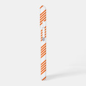 Oranje en wit vijf strepen patroon iPhone 16 hoesje (Linkerkant)