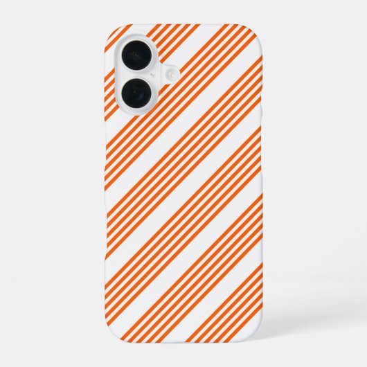 Oranje en wit vijf strepen patroon iPhone 16 hoesje (Achterkant)