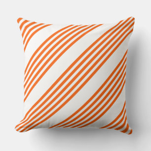 Oranje en wit vijf strepen patroon kussen