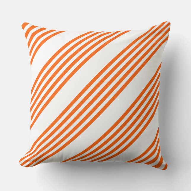 Oranje en wit vijf strepen patroon kussen (Voorkant)