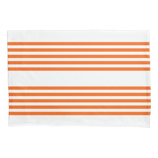 Oranje en wit vijf strepen patroon kussensloop (Voorkant)