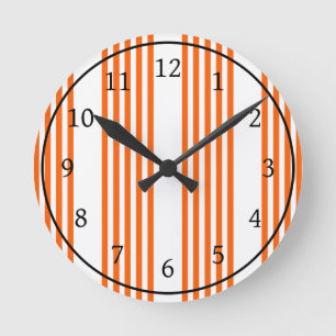 Oranje en wit vijf strepen patroon ronde klok
