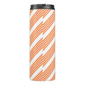 Oranje en wit vijf strepen patroon thermosbeker (Achterkant)