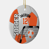 Oranje en wit Voetbal Keramisch Ornament (Rechts)