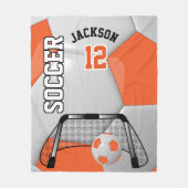 Oranje en wit ⚽ Voetbal met DIY-tekst Fleece Deken (Voorkant)