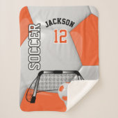 Oranje en wit Voetbal met DIY-tekst Sherpa Deken (Voorkant)