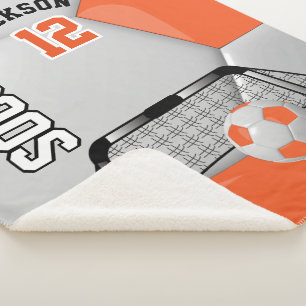 Oranje en wit Voetbal met DIY-tekst Sherpa Deken
