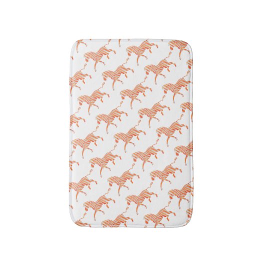 Oranje en wit Zebra Silhouette Badmat (Voorkant Verticaal)