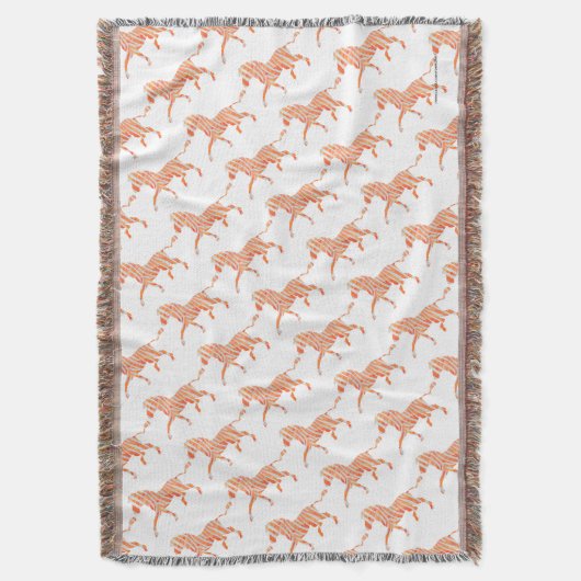 Oranje en wit Zebra Silhouette Deken (Voorkant Verticaal)