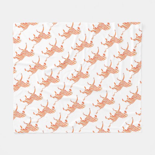 Oranje en wit Zebra Silhouette Fleece Deken (Voorkant (Horizontaal))