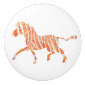 Oranje en wit Zebra Silhouette Keramische Knop (Voorkant)