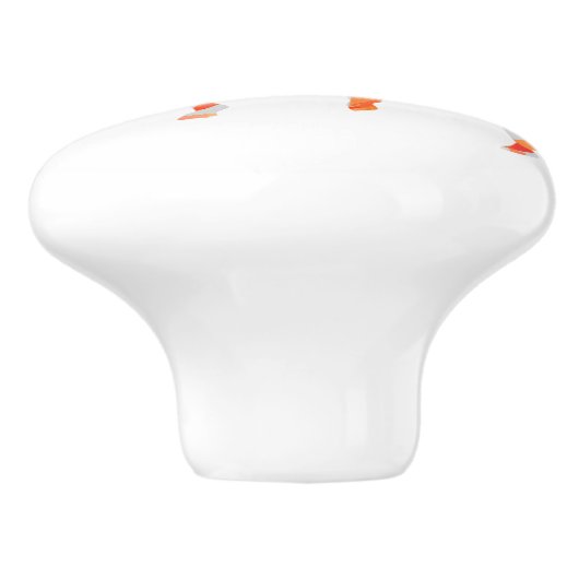 Oranje en wit Zebra Silhouette Keramische Knop (Zijkant)