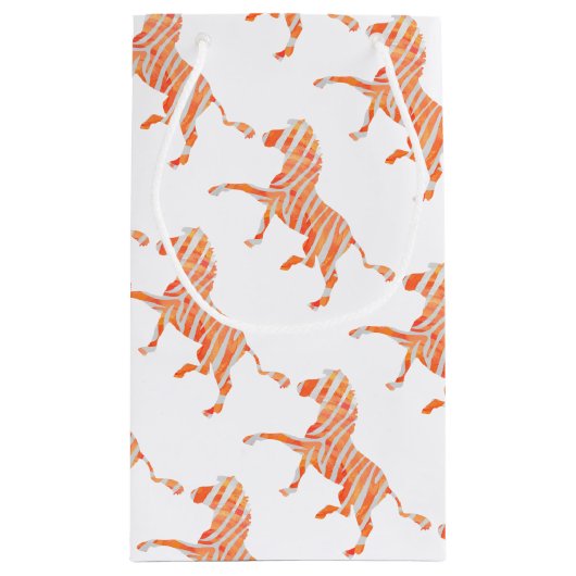 Oranje en wit Zebra Silhouette Klein Cadeauzakje (Achterkant)