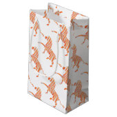 Oranje en wit Zebra Silhouette Klein Cadeauzakje (Achterkant Gekanteld)