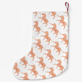 Oranje en wit Zebra Silhouette Kleine Kerstsok (Achterkant)