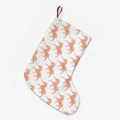 Oranje en wit Zebra Silhouette Kleine Kerstsok (Voorkant (Hangend))