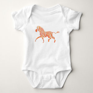 Oranje en wit Zebra Silhouette Romper